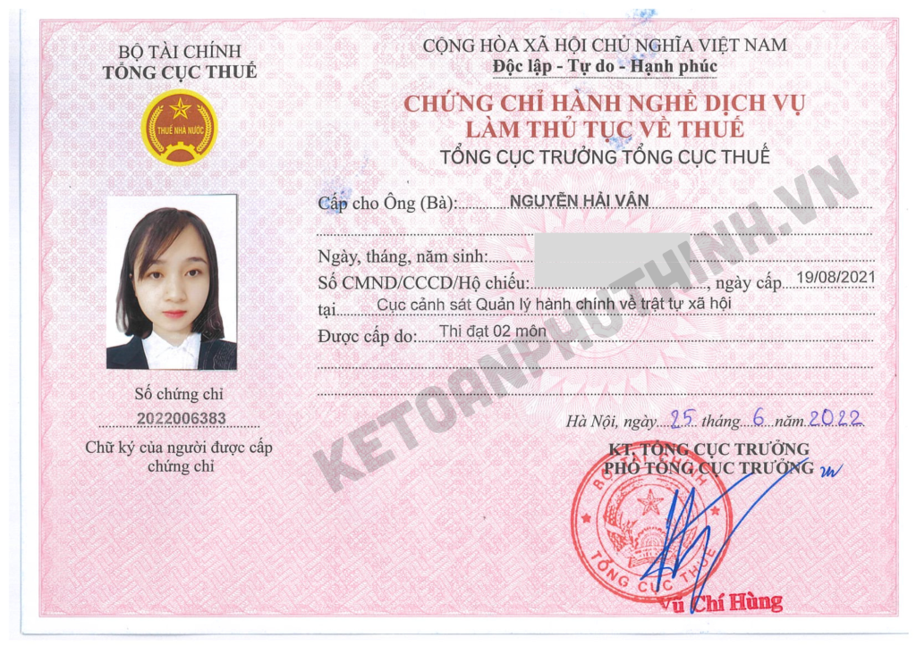 Chứng chỉ hành nghề dịch vụ làm thủ tục về thuế
