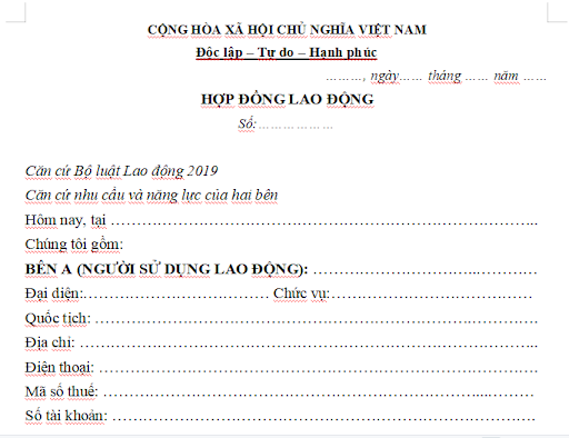 hợp đồng lao động